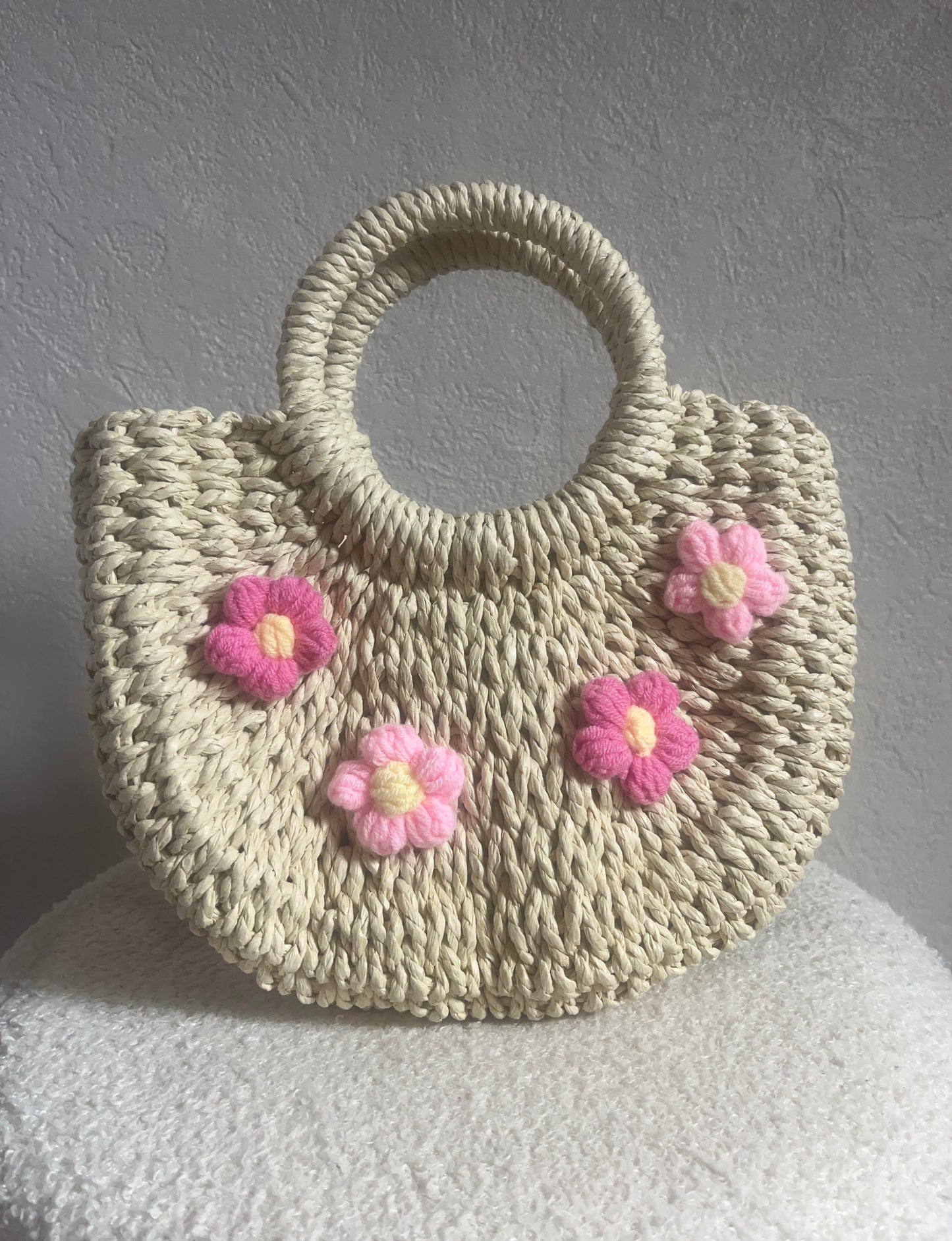 Sac paille à fleurs