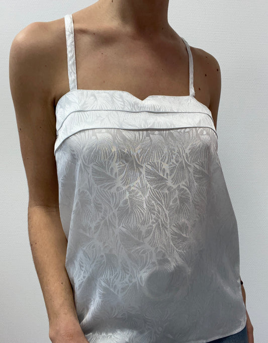 Top satiné blanc