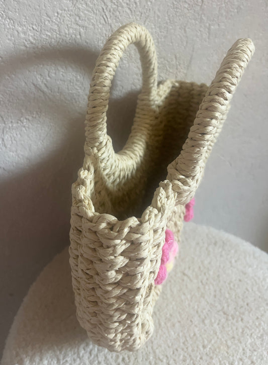 Sac paille à fleurs
