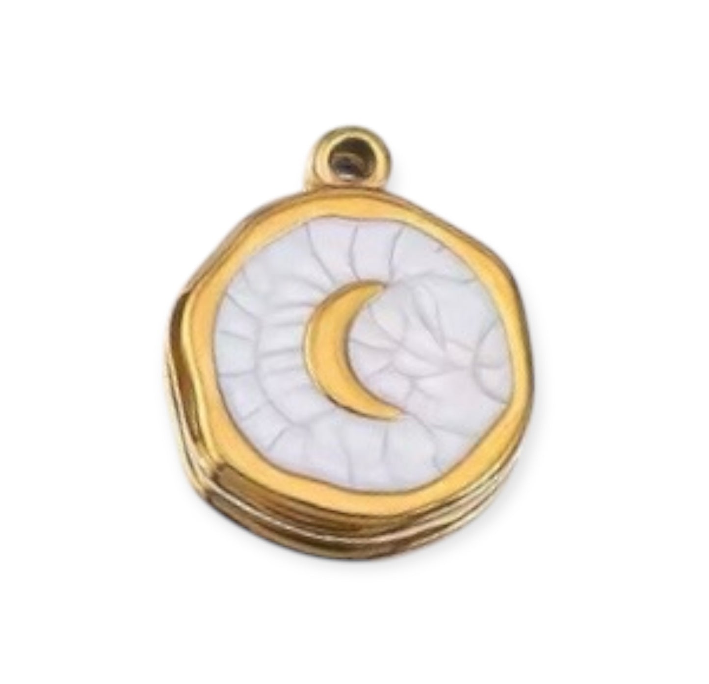 Charm médaillon lune finition dorée