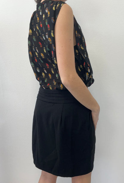 Robe bicolore à motifs chouette