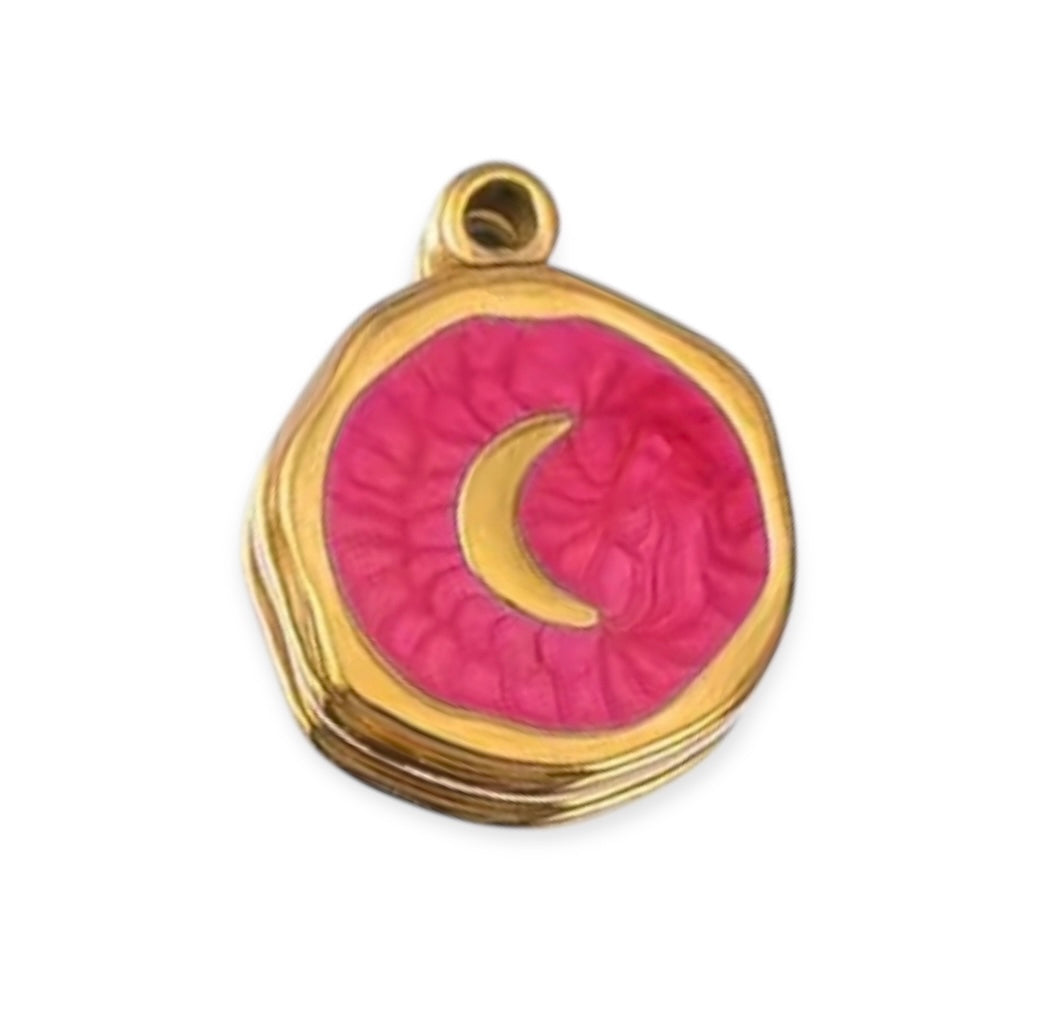 Charm médaillon lune finition dorée