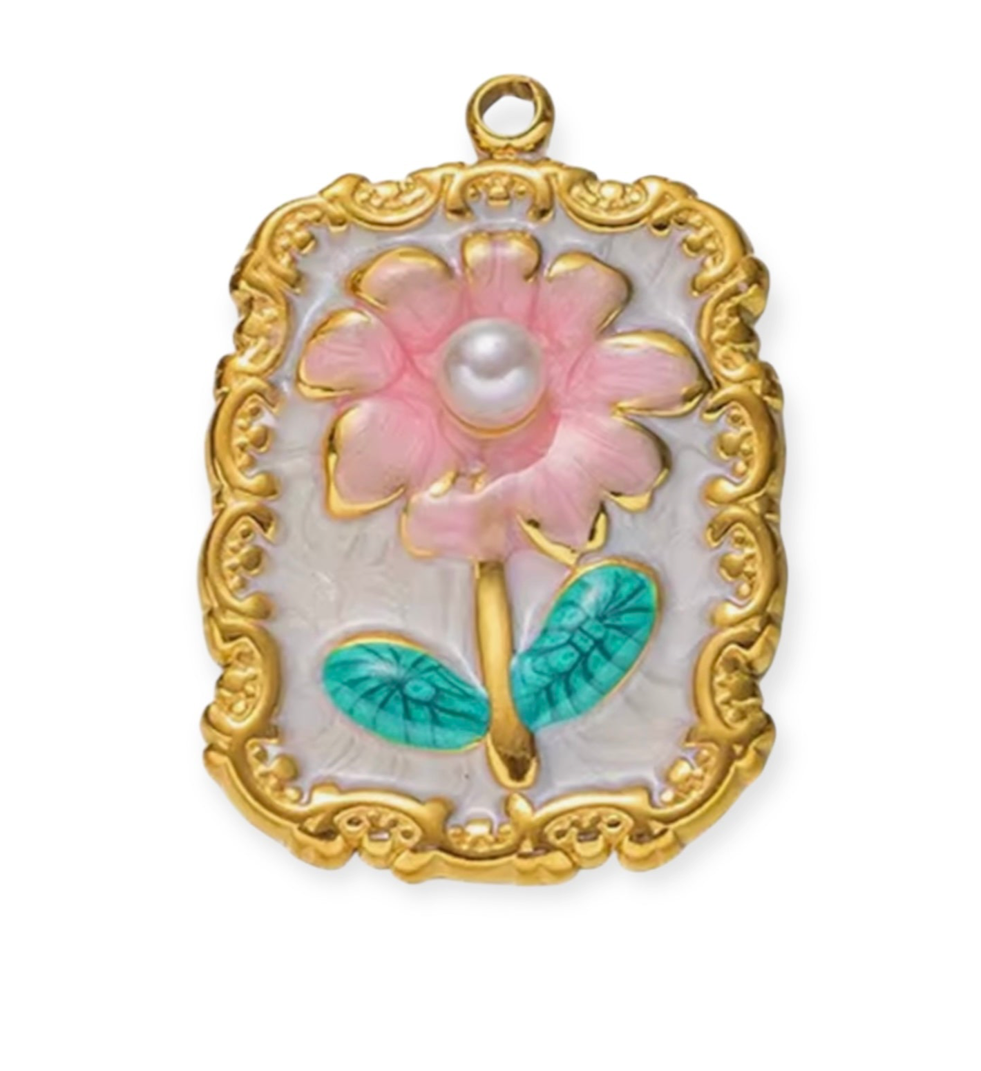 Charm médaillon floral