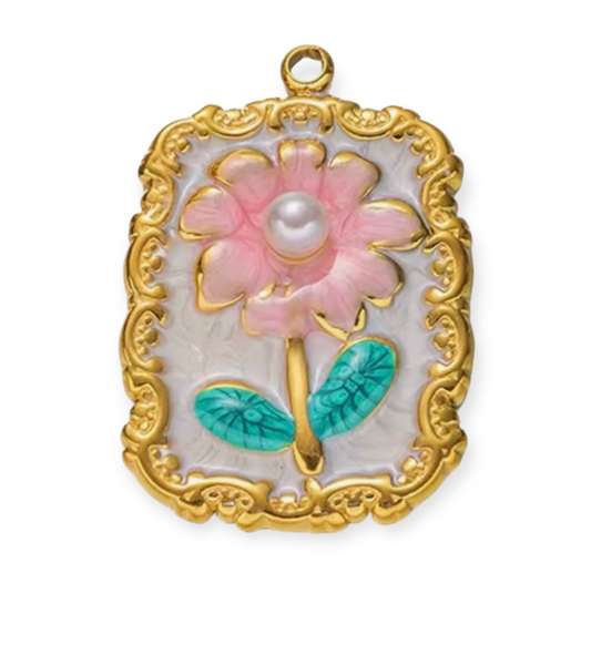 Charm médaillon floral
