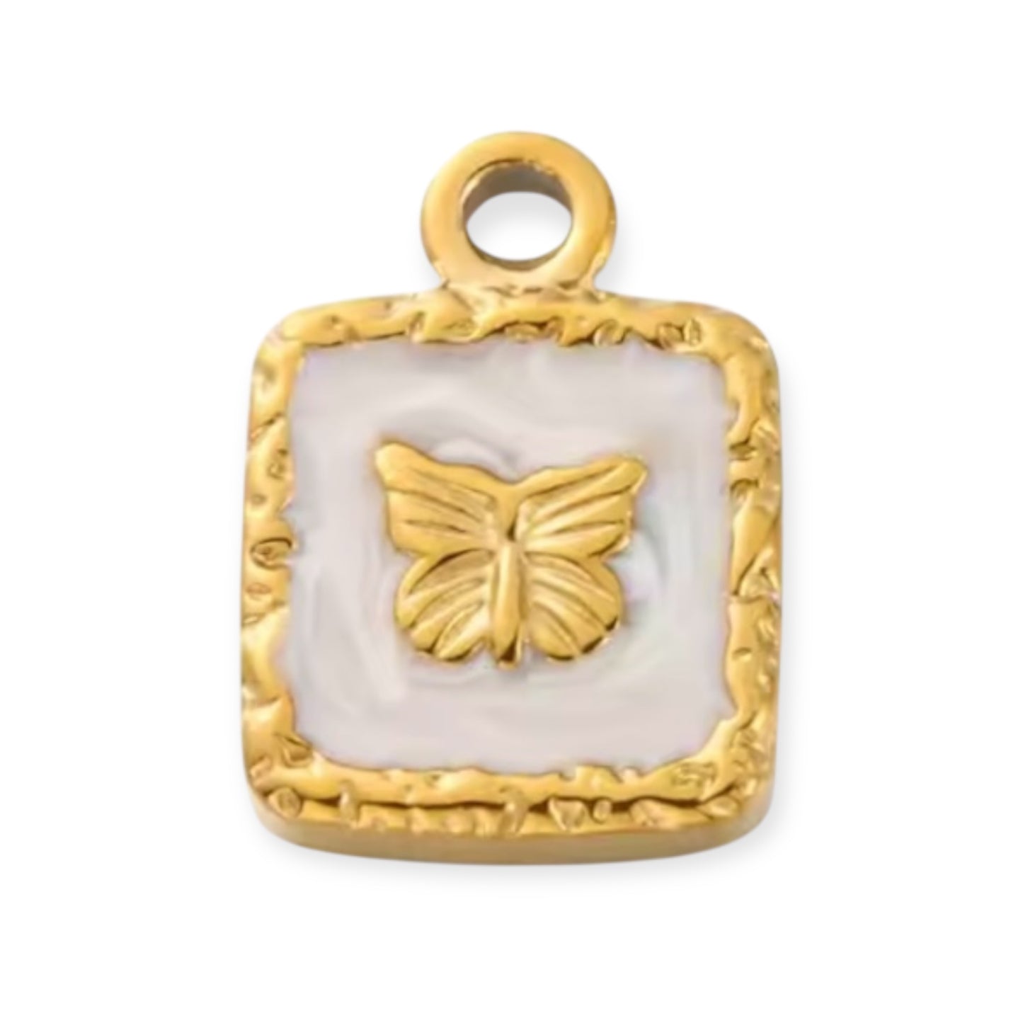 Charm médaillon papillon finition dorée