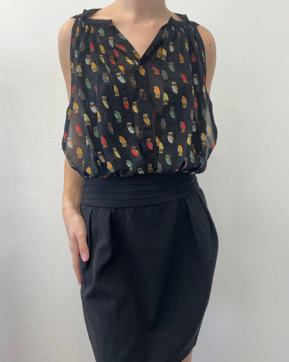 Robe bicolore à motifs chouette