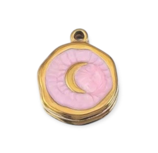 Charm médaillon lune finition dorée