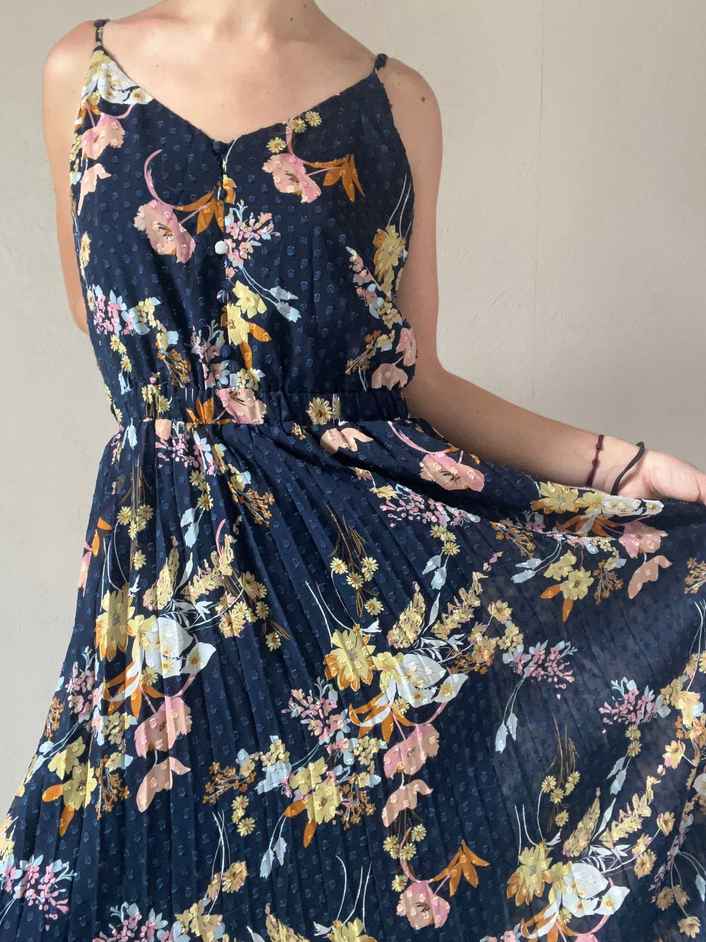 Robe plissée à fleurs