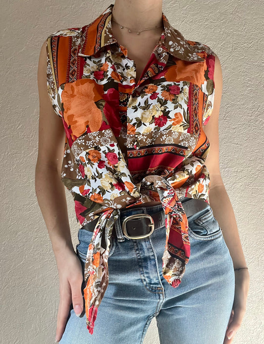 Blouse à nouer fleurie
