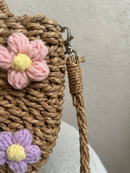 Sac paille à fleurs