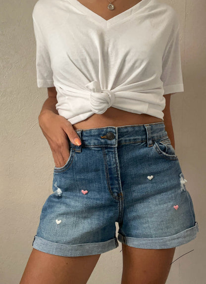 Short en jean coeur